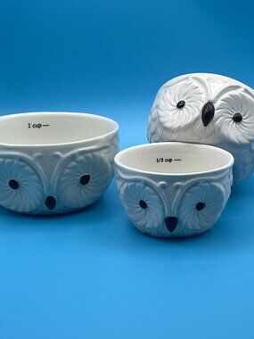 Owl Ceramic Nesting Bowl Set Prep Bowls Kitchen Decor